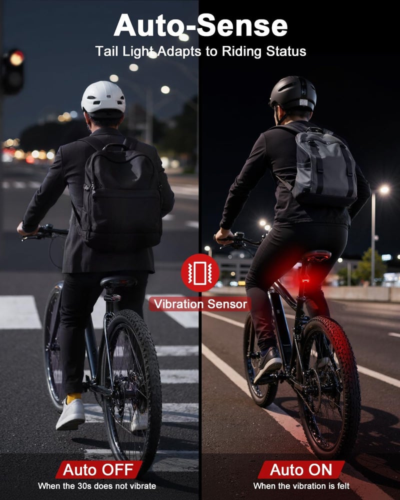 Onvian جهاز إنذار دراجة 2 في 1 مع ضوء خلفي، قابل للشحن عبر USB، إنذار دراجة مضاد للسرقة بقدرة 105 ديسيبل مع مستشعر فرامل، مقاوم للماء IP65، 4 أوضاع أمان وميض، مستشعر اهتزاز لتحذير الدراجة الكهربائية بشحن سريع 1.5 ساعة - Image 5